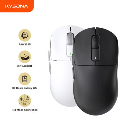 Kysona M600 PAW3395 Wireless Bluetooth Gaming Esports Mouse 55g